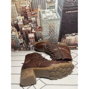 Otbt ARC Leather Suede Lace Up Block Heel Boots Water Resistant Size 10 M